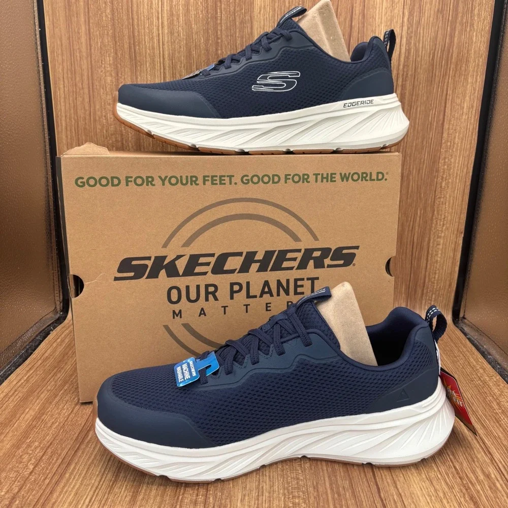 Skechers Edgeride Rekze Mens 11.5 Navy New Extra Wide‎ Fit Sneakers 232835WW/NVW